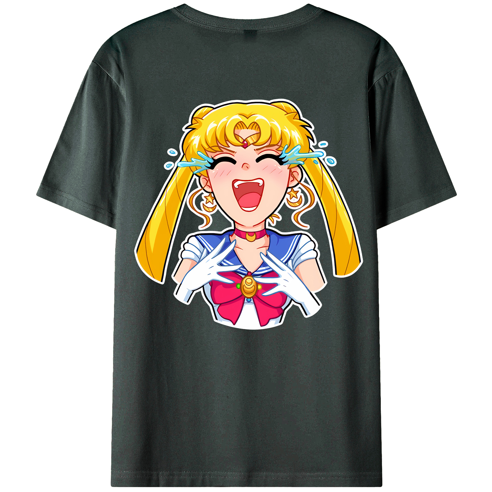 （画像用） 美少女戦士セーラームーン 月野 うさぎ つきの うさぎ Sailor Moon Tsukino Usagi 綿100％ メンズ半袖Tシャツ（バックプリント） 通気性